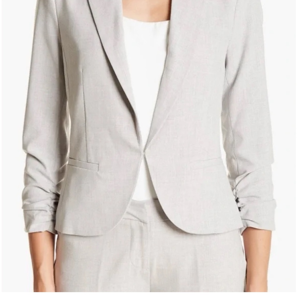 Amanda & Chelsea 3/4 Sleeve Blazer Light Gray